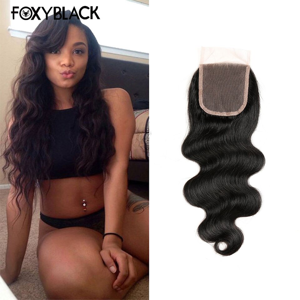 4x4 Transparent Lace Closure Human Hair Body Wave Brazilian Remy Hair Pre Plucked With Baby Hair Natural Color Hair